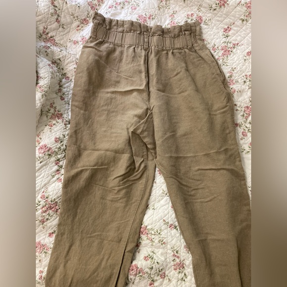 H+M linen blend tan p high waisted pants - Picture 3 of 5